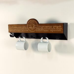 Prateleira 5 ganchos Rústico Café